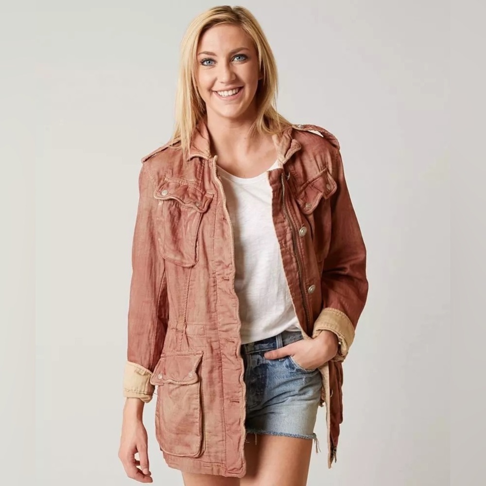 ❤️Free People Double Cloth Military Jacket Pink
